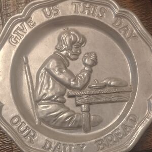 Decorative Silver Plate with Prayer Design